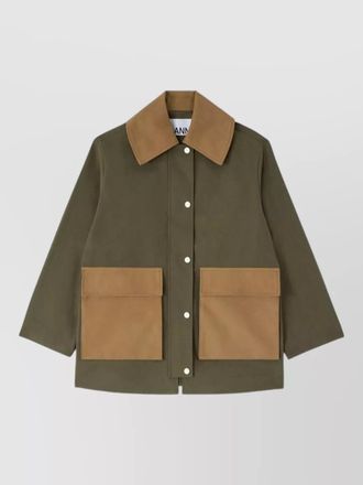Ganni organic cotton workwear jacket straight hem
