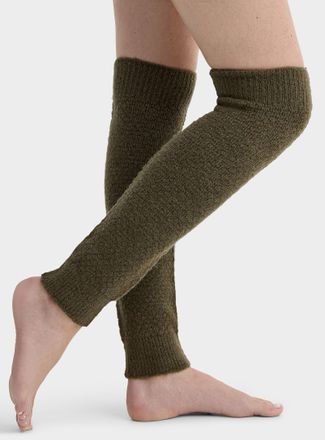 Simons Womens Wool-blend popcorn-knit legwarmers Exclusive collection from Italy