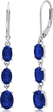 MAX + STONE Gemstone Oval Shape Dangle Earrings in 925 Sterling Silver (1.5)