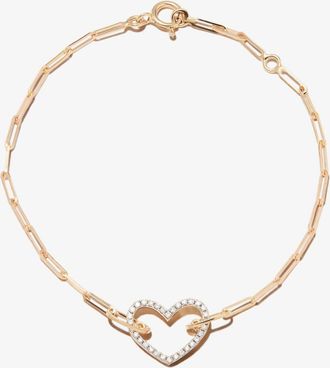 Yvonne Léon 18K Yellow Gold Diamond Heart Chain Bracelet - Womens - 18kt Yellow Gold/Grey Diamond