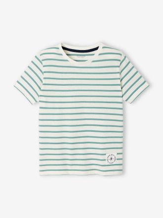 Vertbaudet T-shirt gar&ccedil;on ray&eacute; manches courtes sauge ray&eacute;