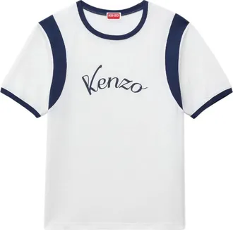 Kenzo Tops, Heren, Wit, L, Katoen, College-stijl T-shirt
