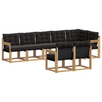 vidaXL Conjunto De Sof&aacute;s De Exterior Con Coj&iacute;n 8 Pcs Blanco Y Negro Vidaxl
