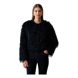 Twinset Korte Jas van Imitatiebont - Dames - Zomerjassen - Blauw - M - Jassen