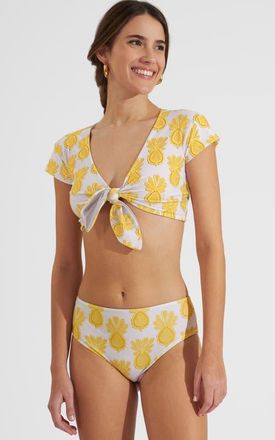 La DoubleJ Bardot Top Pineapple Sunflower White at Nordstrom, Size X-Large