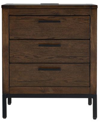 Leick Home Tableau Nightstand With Drawer, Hidden Lower Cabinet & Usb-C Fast Charging Station