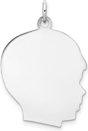 Diamond2Deal 14k White Gold Plain Large.013 Depth Facing Right Engravable Boy Charm Pendant