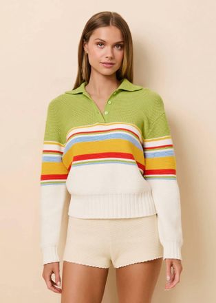 Solid & Striped Cleo Pullover Polo Top In St. Barths Stripe