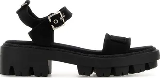 Prada Black Open Round Toe Sandals