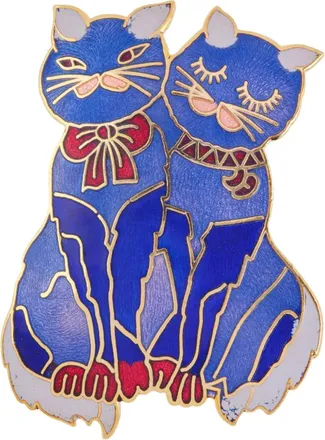 Susan Caplan Vintage Spilla Love Cats anni 80 - Blu