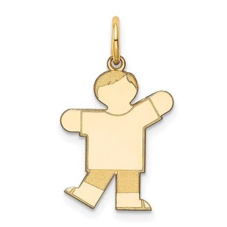 Diamond2Deal 14k Yellow Gold The Kids Small Boy with Haircut Engravable Kiss Charm Pendant