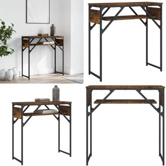 vidaXL Tavolo Consolle Ripiano Rovere Fumo 75x30x75 Legno Multistrato - Tavolino da ingresso - Tavolo da soggiorno