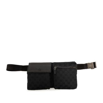 Gucci Black Canvas Leather Fanny Pack (Pre-Owned)