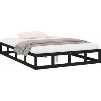 vidaXL Bed Frame without Mattress Black 200x200 cm Solid Wood Vidaxl