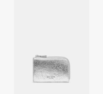 Kate Spade New York Crinkle Metallic Mini Zip Card Case