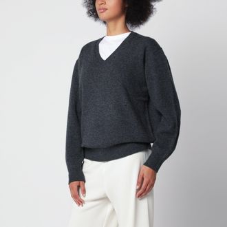 Dunst Cardigan girocollo grigio m&eacute;lange in misto lana