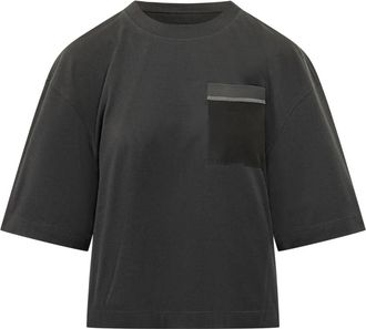 Brunello Cucinelli T-shirt - Dames - T-shirts - Zwart - L - Katoen - Tops