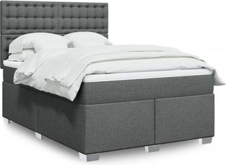 vidaXL Vidaxl - Cama Box Spring Con Colch&oacute;n Tela Gris Oscuro 140x200 Cm