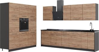 Vicco Mueble De Cocina Fame-line, Roble Dorado/antracita, 460 Cm, Et Antracita, Vicco