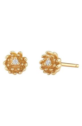 Made by Mary CZ Birth Flower Stud Earrings in November - Gold Vermeil at Nordstrom