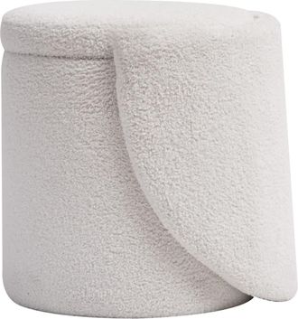 Nordlys Puf con respaldo y almacenamiento en lana blanca