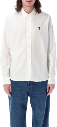 Ami Ami De Coeur Embroidered Cotton Button-Down Shirt