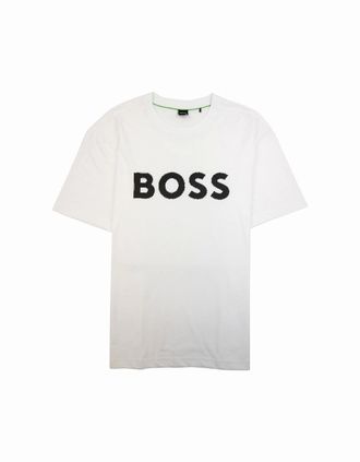 HUGO BOSS Mens Hugo Boss Tee 1 Logo Printed T Shirt White 100 - Size: 46