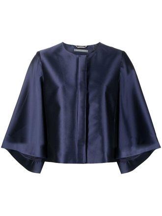Alberta Ferretti Giacca crop con mantella - Blu