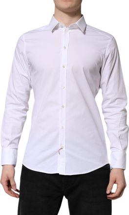 Dolce & Gabbana White GOLD Long Sleeve Dress Formal Mens Shirt