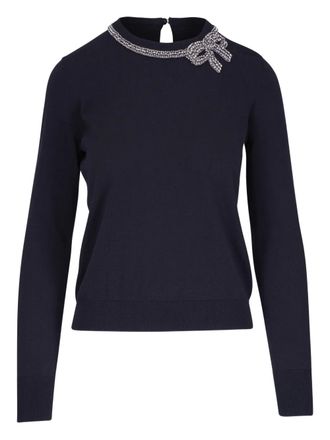 Carolina Herrera bow-embellished sweater - women - Silk/Cotton - L - Black