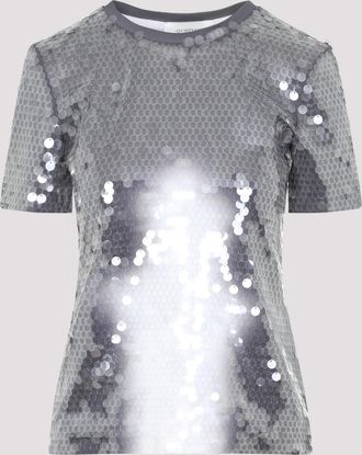 Max Mara Womens Kibbutz Sequined T-shirt - Silver Elastane - Size Small