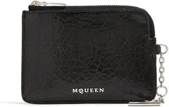 Alexander McQueen Accessoires, Heren, Zwart, ONE Size, Leer, Zwarte Portemonnee met Muntzak