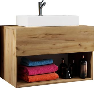 ebuy24 Ebuy24 - Vcm 2 Pcs Lavabo Ancho 80 Cmlavado Muebles De Ba&ntilde;o Ba&ntilde;o Armario Cer&aacute;mica Lendas Ll (roble De Miel)