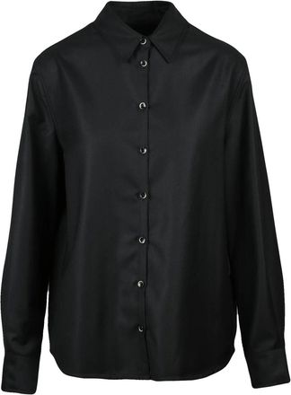 Nine In The Morning Black Wool-Silk Blend Fluid Shirt