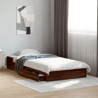 Berkfield Home Bed Frame with Drawers without Mattress Brown Oak 75x190 cm Small Single