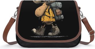 Generic Funny Cool Moose Hiker Womens Crossbody Bag Fashion Shoulder Handbags Message Tote Bag with Adjustable Strap