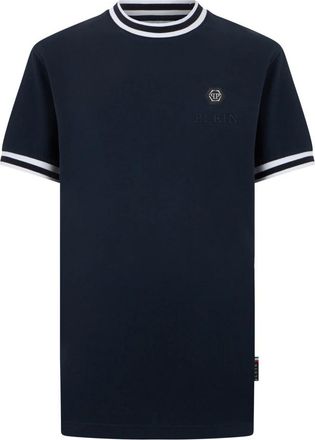 Philipp Plein T-shirt Ronde Hals Korte Mouw - Heren - T-shirts - Blauw - 3XL - Katoen - Tops