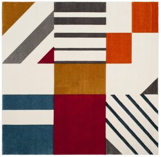 Safavieh Alfombra polipropileno marfil/azul pavo real 122 x 122 cm