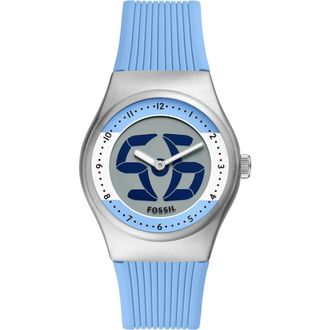Fossil World Flags Big Tic Anadigi Silicone Strap Watch, 40mm in Light Blue at Nordstrom