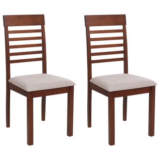 Beliani Beliani - Conjunto De 2 Sillas De Comedor Tapizadas Madera Oscura Gris Pardo Ortley