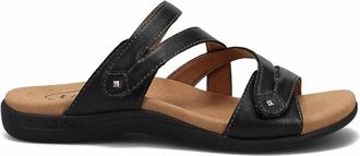 Taos Womens Double U Leather Strap Sandals In Black