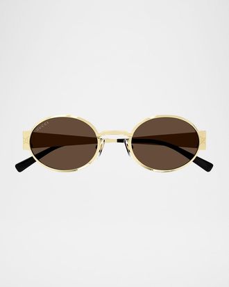 Gucci GG Monogram Metal Oval Sunglasses