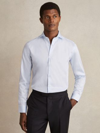 Reiss Blue Storm Slim Fit Cotton Double-cuff Shirt, 165, Soft