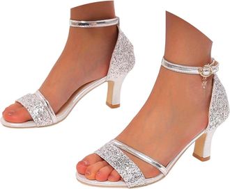 Generic Womens Sandals & Slides Peep Toe Ankle Strap Chunky Heel Roman Sandals Summer Evening Dress Shoes Wide Fit