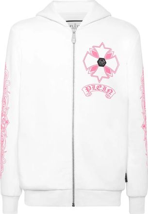 Philipp Plein chrome zip-fastening hoodie - men - Fabric - XXXXL - White