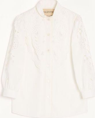 Valentino Camicia In Popeline Ricamata Donna BIANCO 36