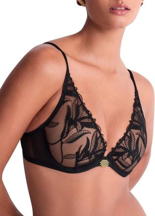 Aubade Womens Sweet Euphoria Triangle Plunge Bra - Black Polyamide - Size 32G
