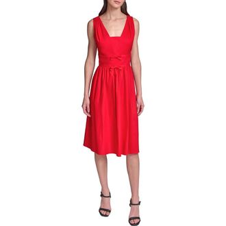 Karl Lagerfeld Cotton Midi Dress in Tomato at Nordstrom Rack, Size 14
