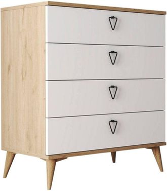 Dmora Dmora - Cajonera Paula, C&oacute;moda Multiusos, C&oacute;moda De Dormitorio, Gabinete Con Cajones, 80x45 H91 Cm, Roble Y Blanco
