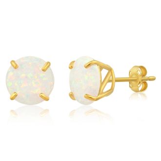 MAX + STONE 14k Yellow or White Gold 9mm Round Large Gemstone Stud Earrings